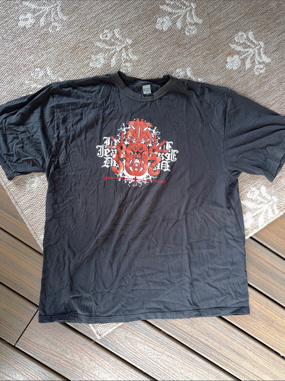 Marithe Francois Girbaud Black Tee with Red Center Graphic
